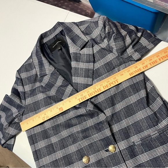 Banana Republic Factory Double Breasted Blazer Midnight Plaid Cool Gray 10 X2 - Picture 8 of 8